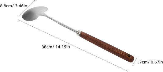 Mushroom Spatula with Wooden Handle Stainless Steel for Wok Frying