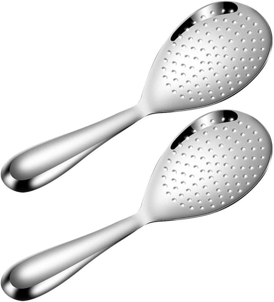 Kichvoe Stainless Steel Rice Spoon Set 2 Pcs Rice Paddle Scooper for Cooking Cooker Spoon for Serving Smooth Surface Easy to Clean 8.07 in Kitchen Utensils