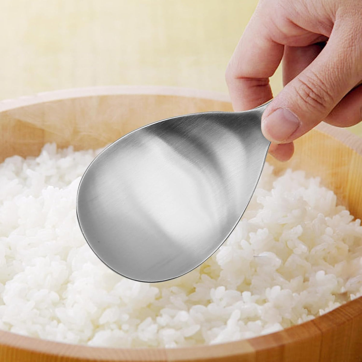 2 Pack Stainless Steel Rice Spoons, 8 Inch Thickened Heat Resistant Serving Spoon, Cooking Spoon for Kitchen Utensils