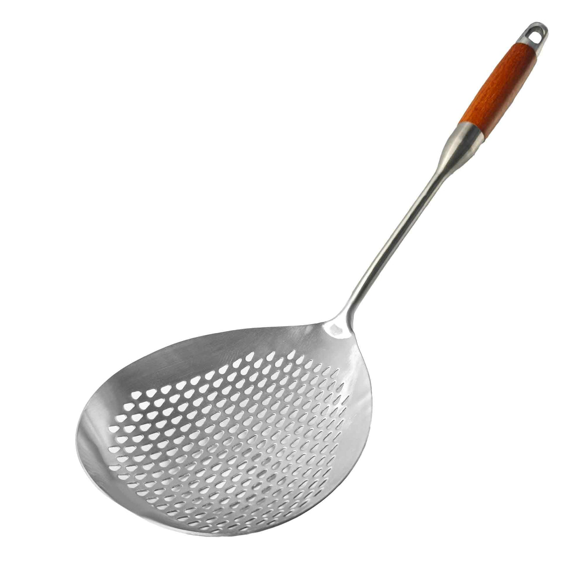 Stainless Steel Skimmer Slotted Spoon, Spider Strainer Ladle with Long Handle for Cooking, Draining Pasta, Deep Frying(Stainless Steel Handle)