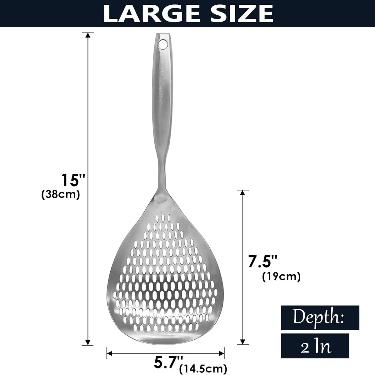 KAYCROWN Skimmer Slotted Spoon, 304 Stainless Steel Skimmer Ladle Spoon Spider Strainer for Cooking and Frying, Pasta Strainer Spoon Frying Kitchen Cooking Colander