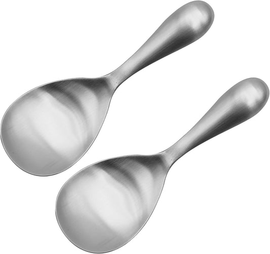 2 Pack Stainless Steel Rice Spoons, 8 Inch Thickened Heat Resistant Serving Spoon, Cooking Spoon for Kitchen Utensils