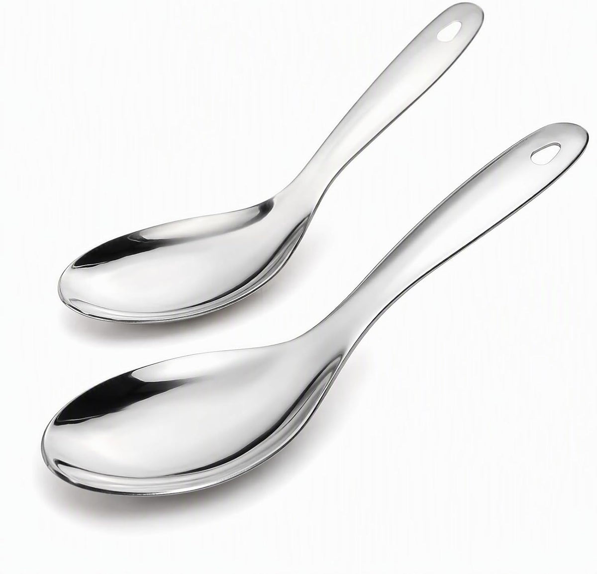 Toyvian Stainless Steel Rice Paddle Spoons, 2Pcs Kitchen Serving Utensils