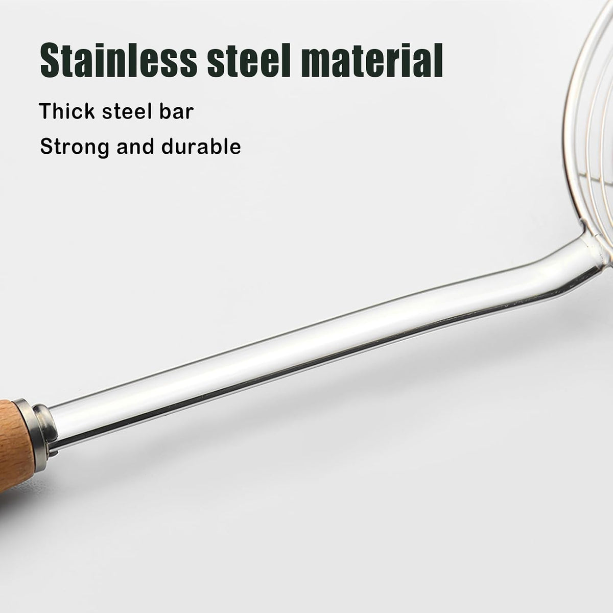 IQCWOOD Spider Strainer & Slotted Spoon, 7.1 inch Skimmer with Wood Handle