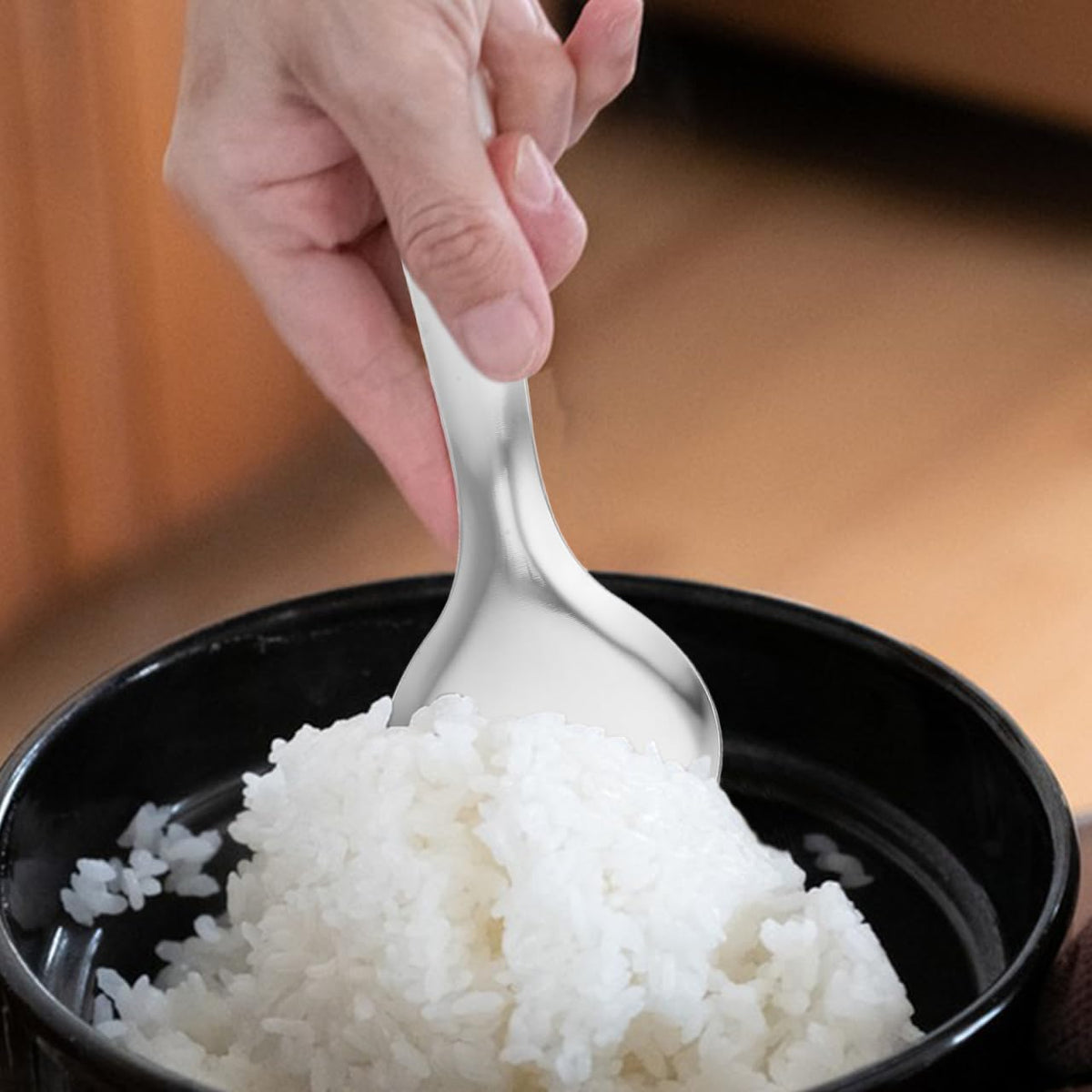 Kichvoe Stainless Steel Rice Spoon Set 3-Pack Lightweight Cooking Spoon Kitchen Gadget Rice Scooper for Serving Soups and Stews Easy to Store and Carry