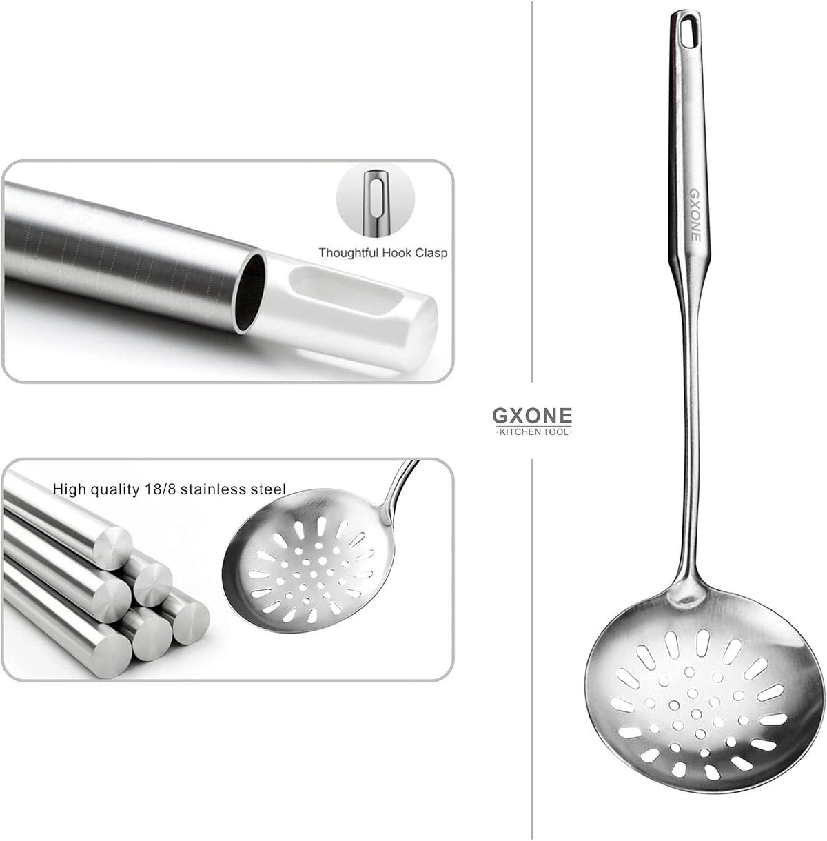 Slotted Spoon,Strainer Skimmer Ladle for Cooking and Frying,15.8Inch