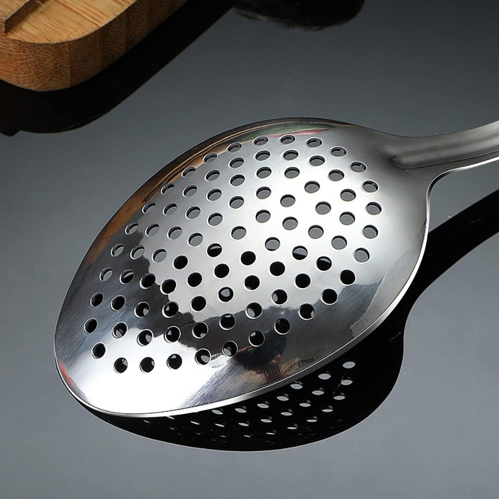 Cooking Spoon Set, 2Pcs 14.7" Stainless Steel Large Serving Spoons, Solid & Slotted Spoons for Restaurant, Metal Kitchen Utensils