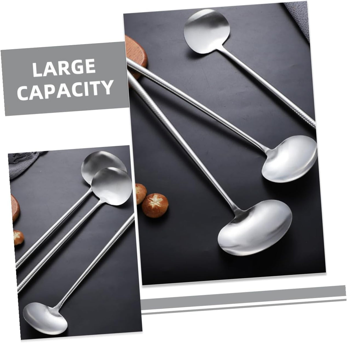 Stainless Steel Wok Spatula Long Handle Large Cooking Spoon Kitchen Utensil for Stir Frying Commercial Restaurant Use