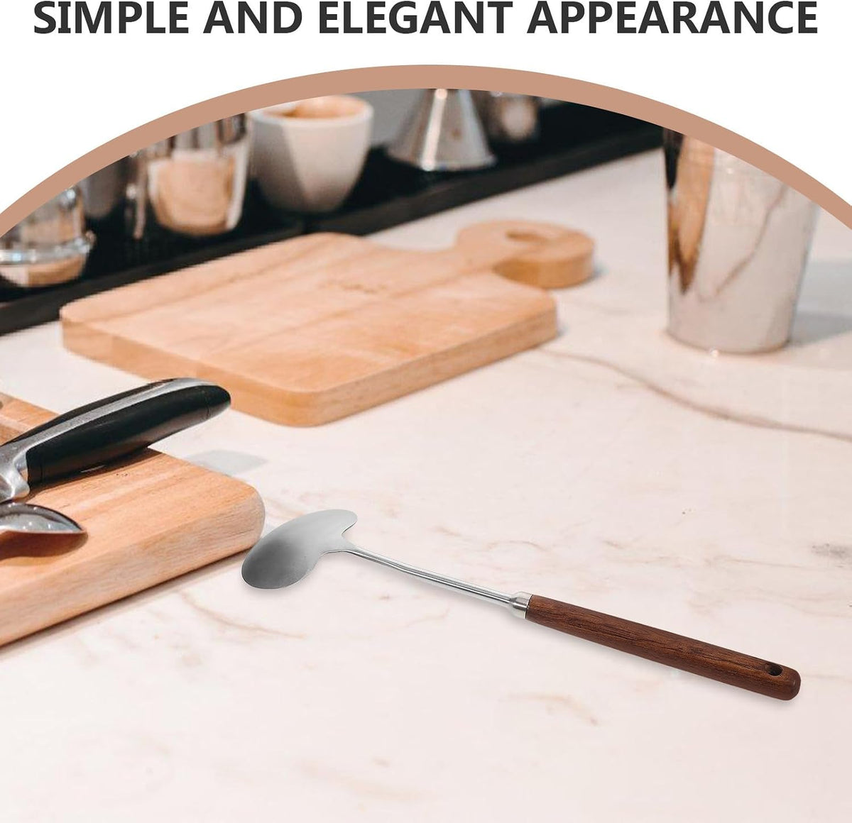Mushroom Spatula Stainless Steel Wood Handle Wok Tool