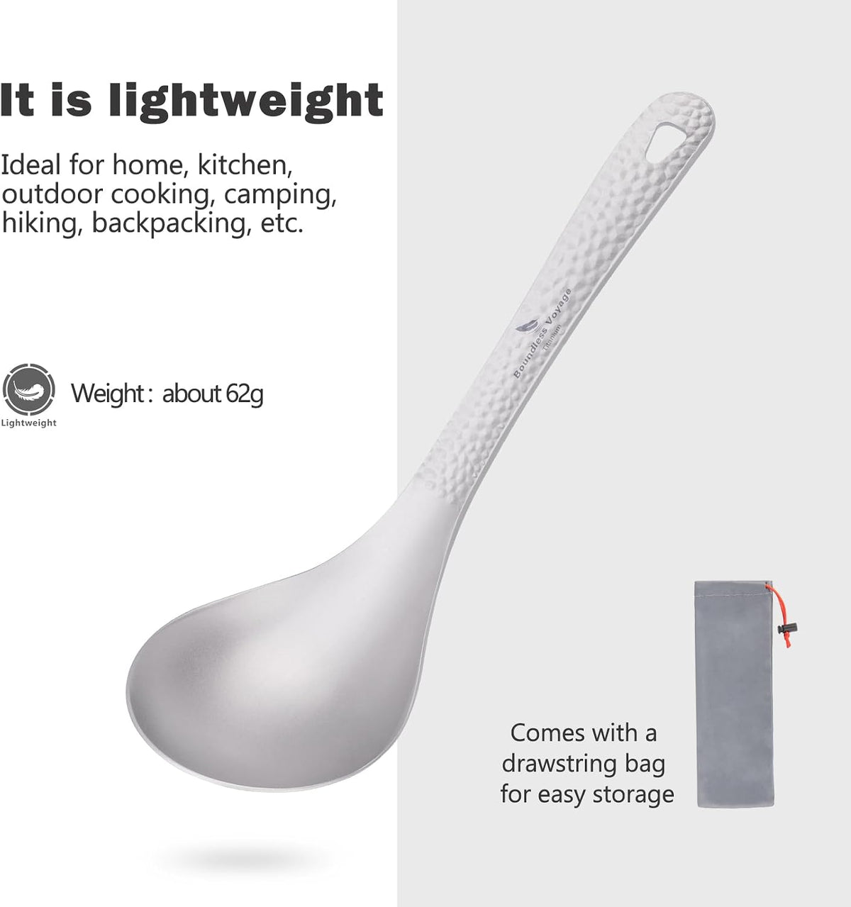 iBasingo Titanium Soup Spoon Large Rice Scoop Ladle Ti1039T