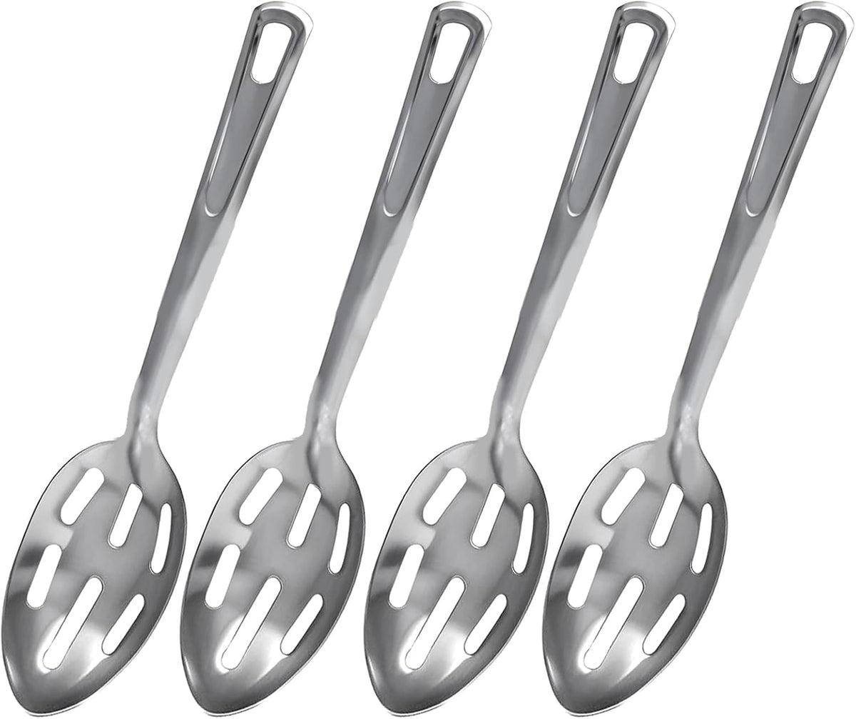 4 Pack Kitchen Slotted Spoon Stainless Steel, Stiring Large Spoons, 13 Inch Metal Slotted Spoon, Cooking Serving with Holes