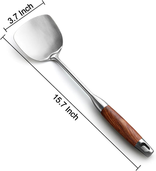 IQCWOOD Chinese Wok Spatula with Rosewood Handles, 15.7Inch