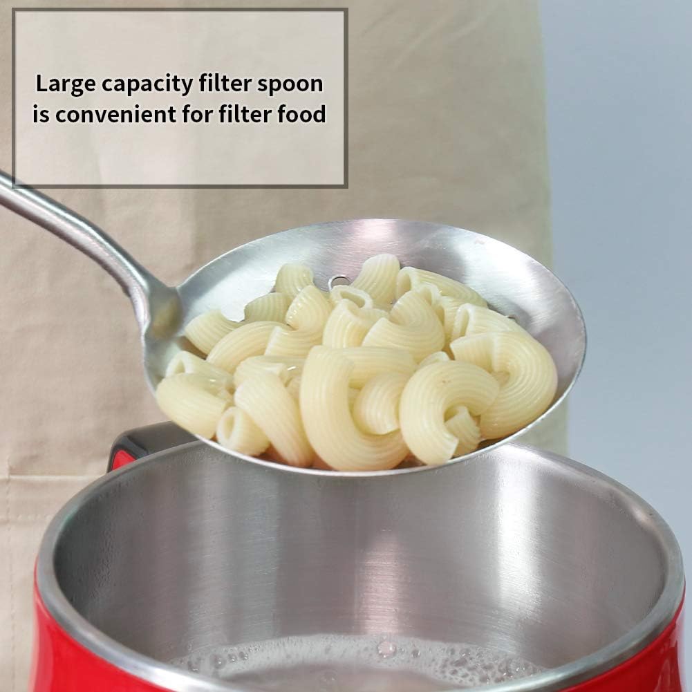 Newness Slotted Spoon, [Rustproof, Heat Resistance, Integral Forming] Durable 304 Stainless Steel Skimmer Spoon with Vacuum Ergonomic Round Handle, Cooking Strainer Spoon for Kitchen, 15.47 Inches