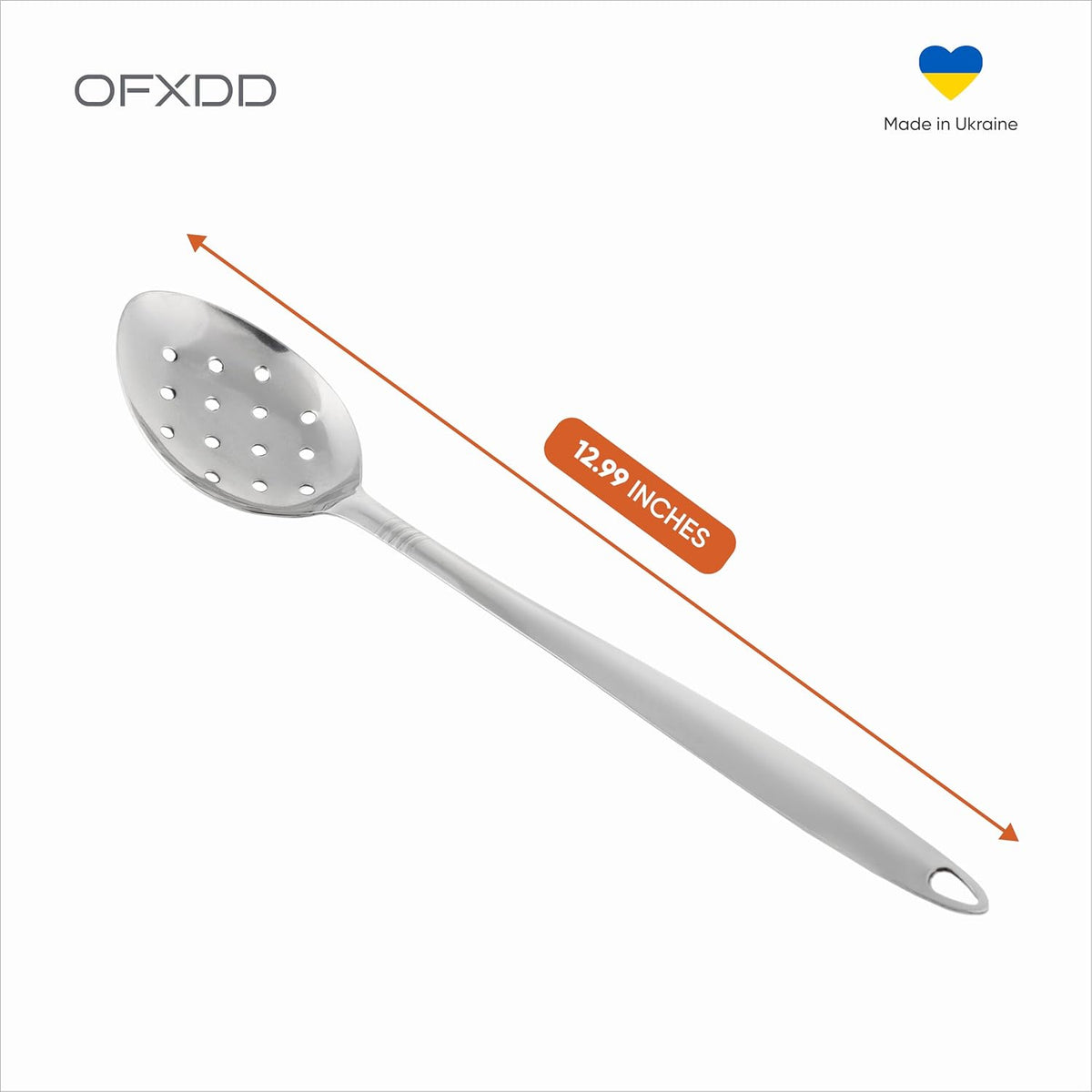 Large Metal Cooking Spoon with Holes- Pack of 2 - Stainless Steel Slotted Serving Spoon - Perforated Metal Spoon with Long Handle