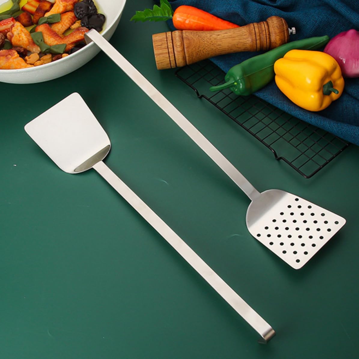 Stainless Steel Steak Spatula for Nonstick Pans and Wok Stir Fry