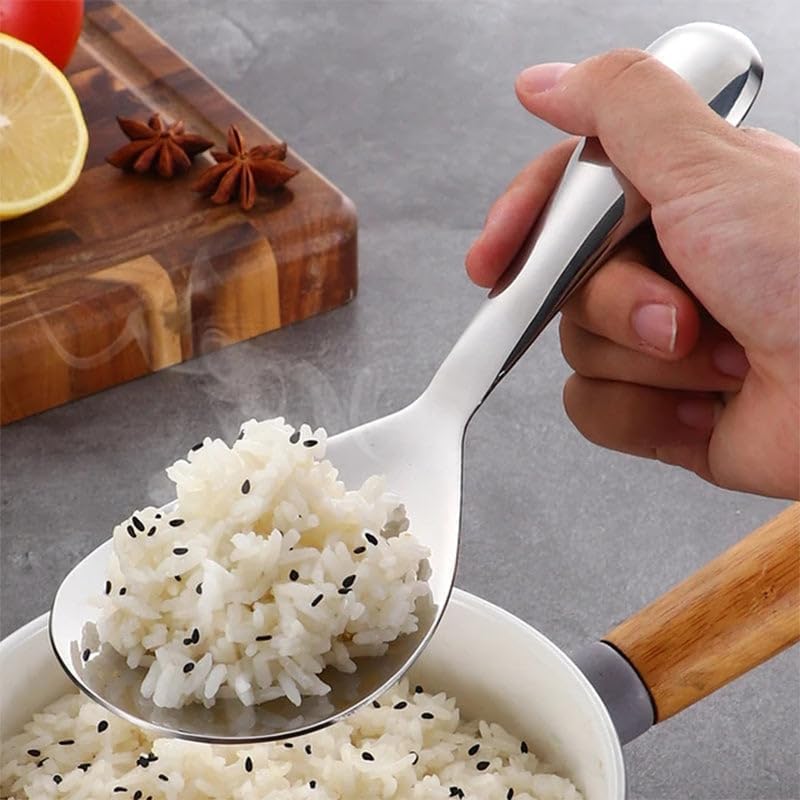 Thickened Stainless Steel Non-Stick Rice Spoon,Stainless Steel Rice Spoon,Durable, Non-Stick Food Rice Spoon Paddle, Easy to Clean, Suitable for Home Hotel Restaurant (2pcs)