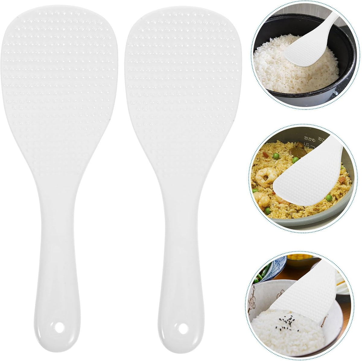 2pcs Ceramic Rice Paddle Spoon Serving Scoop White 7.5 Inch for Home