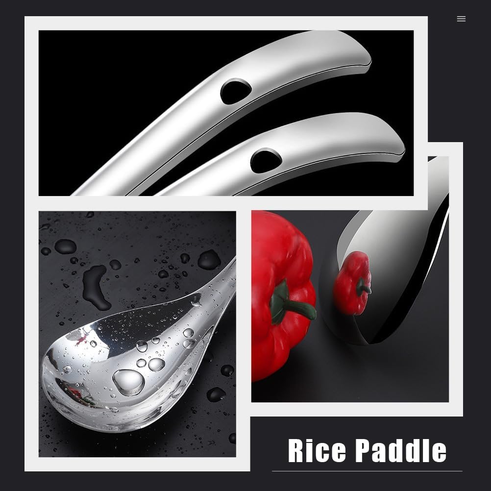 BESTonZON Stainless Steel Rice Scoop Non-Stick 9.24 in Silver