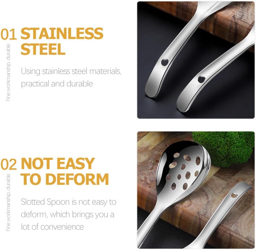 Luxshiny 2-piece Stainless Steel Rice Scooper Set Daily Use Slotted Spoons for Serving Rice Buffet Restaurant Home Kitchen Portable 9.25 inch Utensils