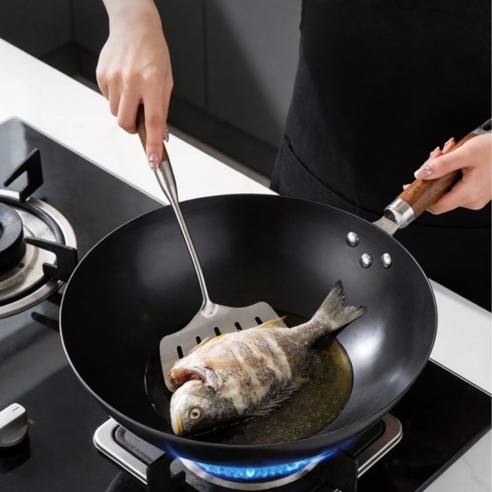 316L Stainless Steel Wok Spatula Set Wooden Handle