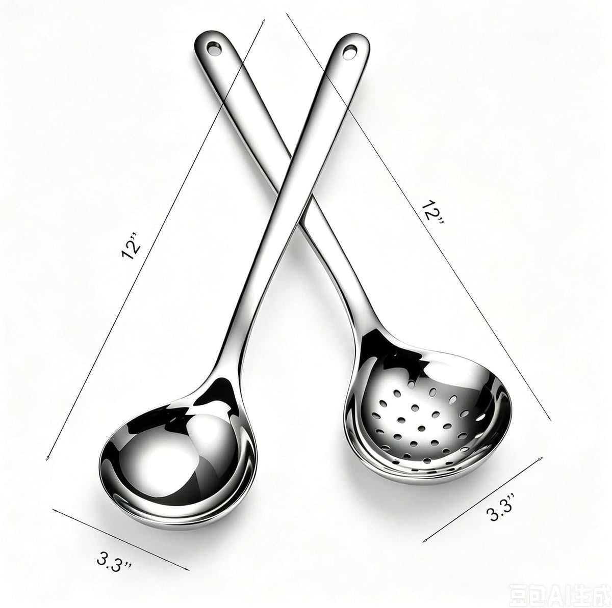 316L Stainless Steel Ladle & Skimmer Spoon Set, Long Handle Hot Pot Utensils