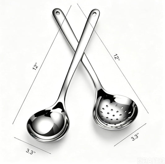 316L Stainless Steel Ladle & Skimmer Spoon Set, Long Handle Hot Pot Utensils