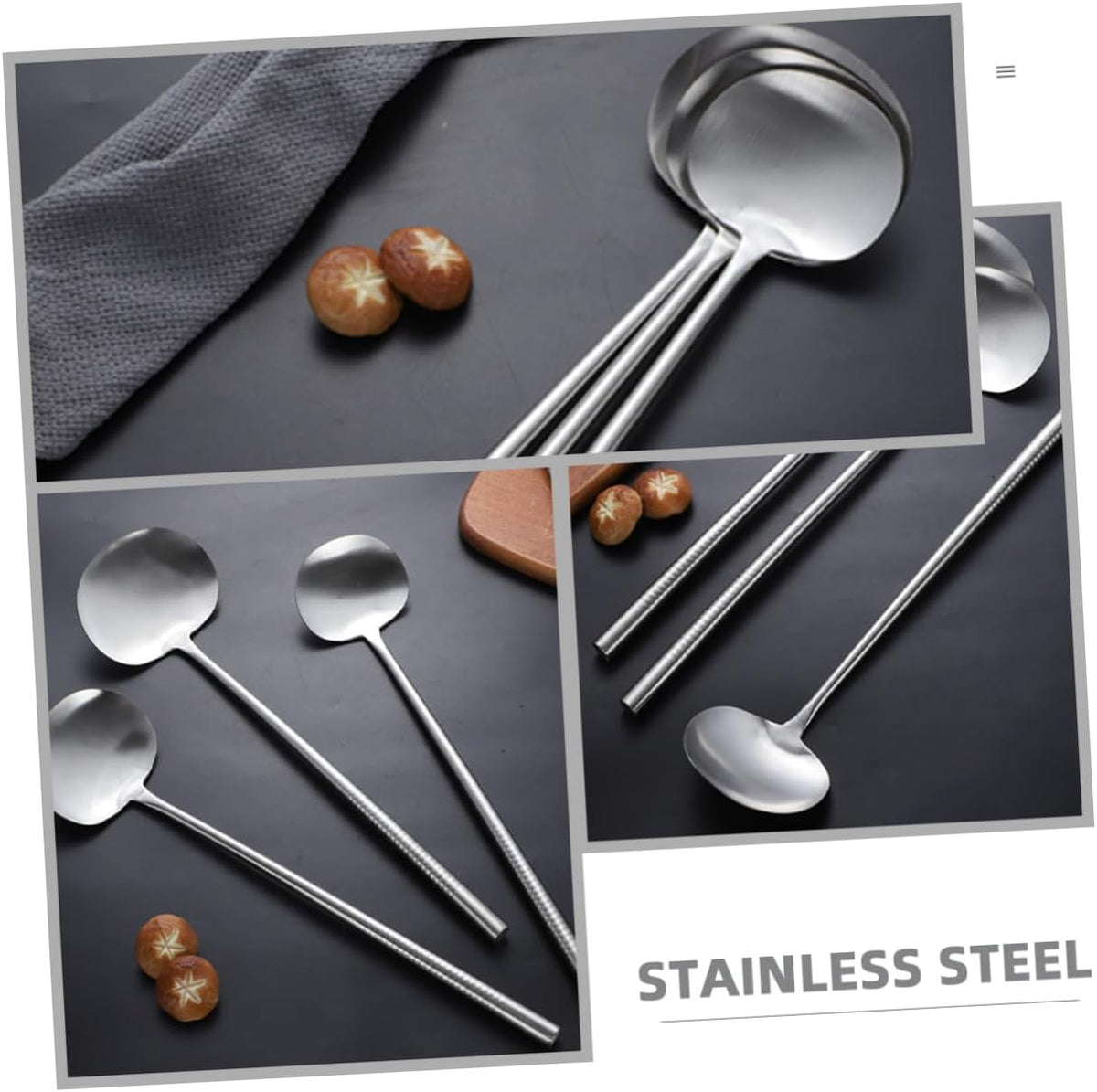 Stainless Steel Wok Spatula Long Handle Large Cooking Spoon Kitchen Utensil for Stir Frying Commercial Restaurant Use