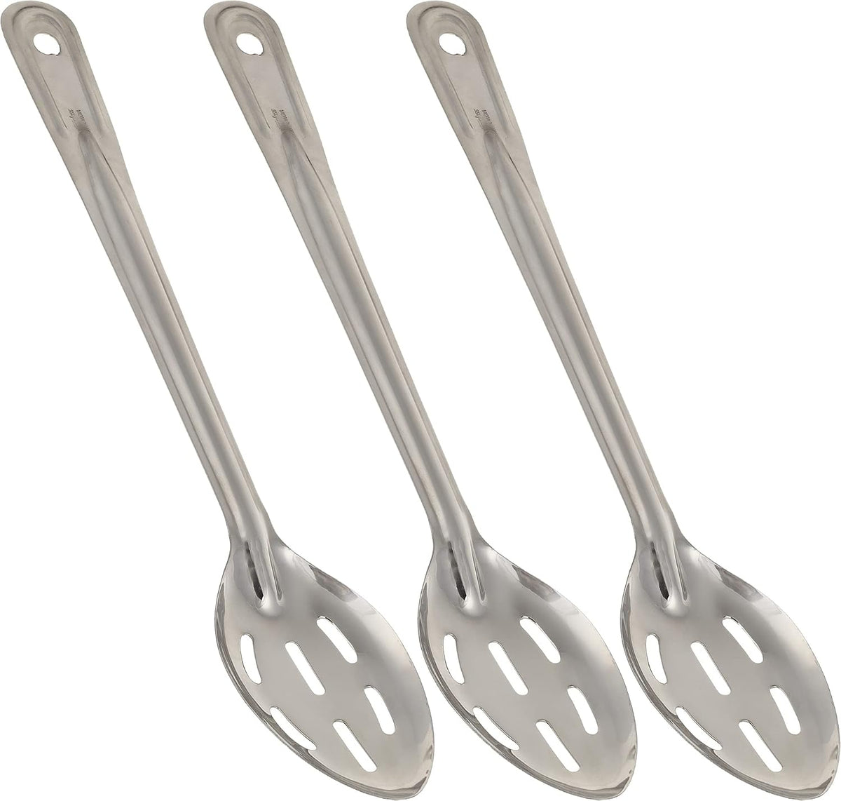 Perforated Spoon - Pack of 3 - Metal Long Slotted Spoons - Cooking Serving with Holes