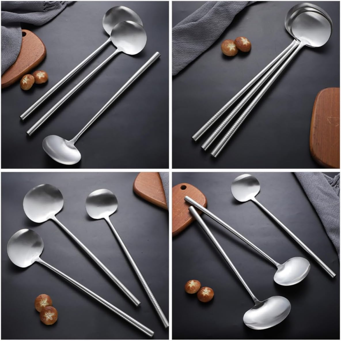 Wok Spatula Stir Fry Cooking for Kitchen with Long Handle Stainless Steel