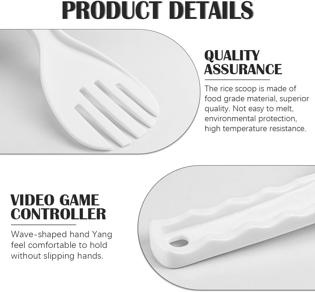 DOERDO 2 Pcs Rice Serving Spoon - Plastic Rice Paddle with Hanging Hole White 10 Inch PP Spatula for Kitchen Restaurant Cooking Utensil