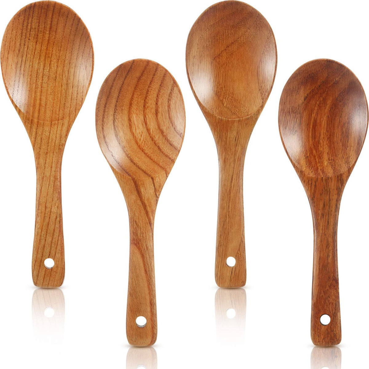 Patelai 8 Pieces 9 Inch Wooden Rice Serving Spoons with Long Handle