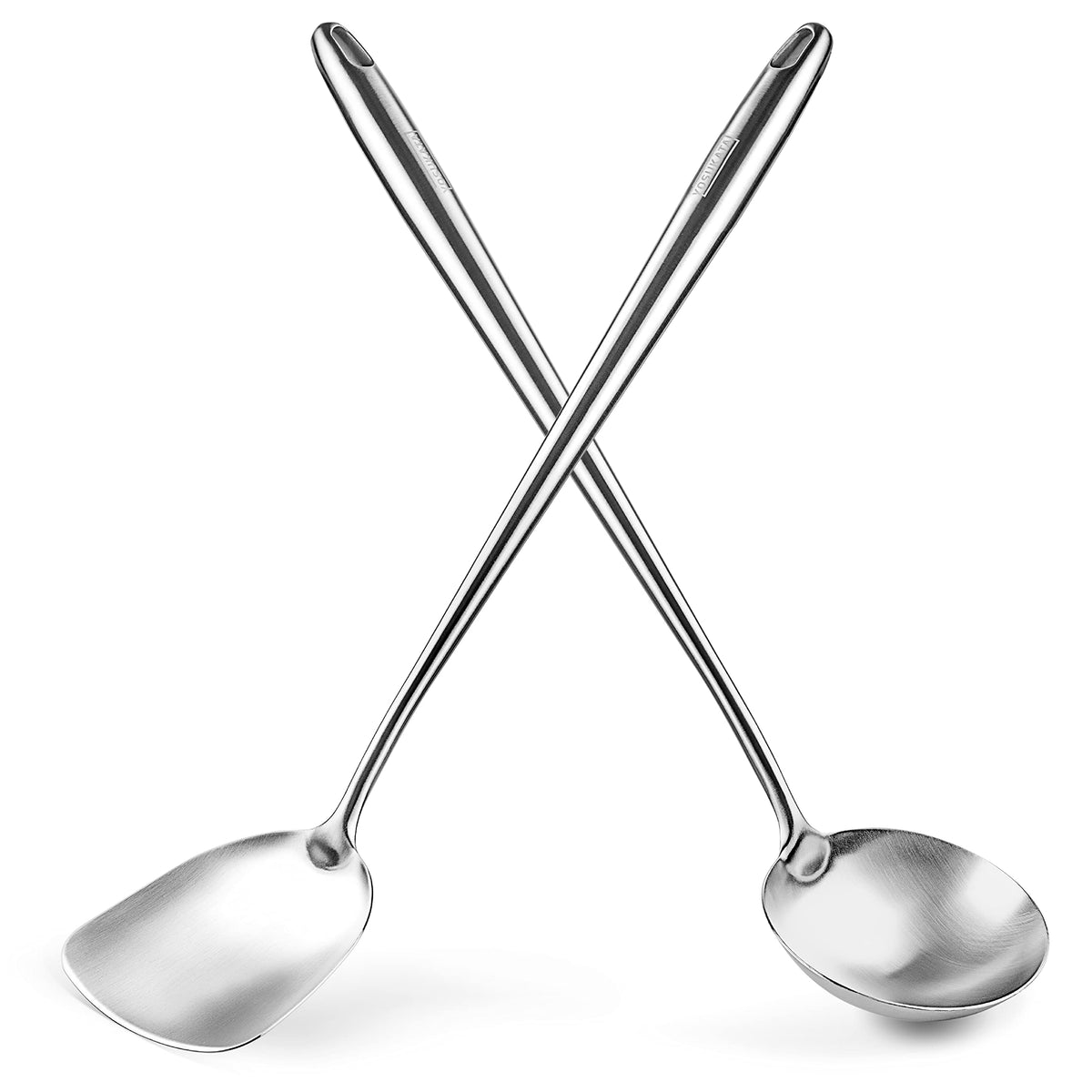 YOSUKATA 17’’ Wok Spatula and Ladle - Set of 2 Heat-Resistant Wok Tools