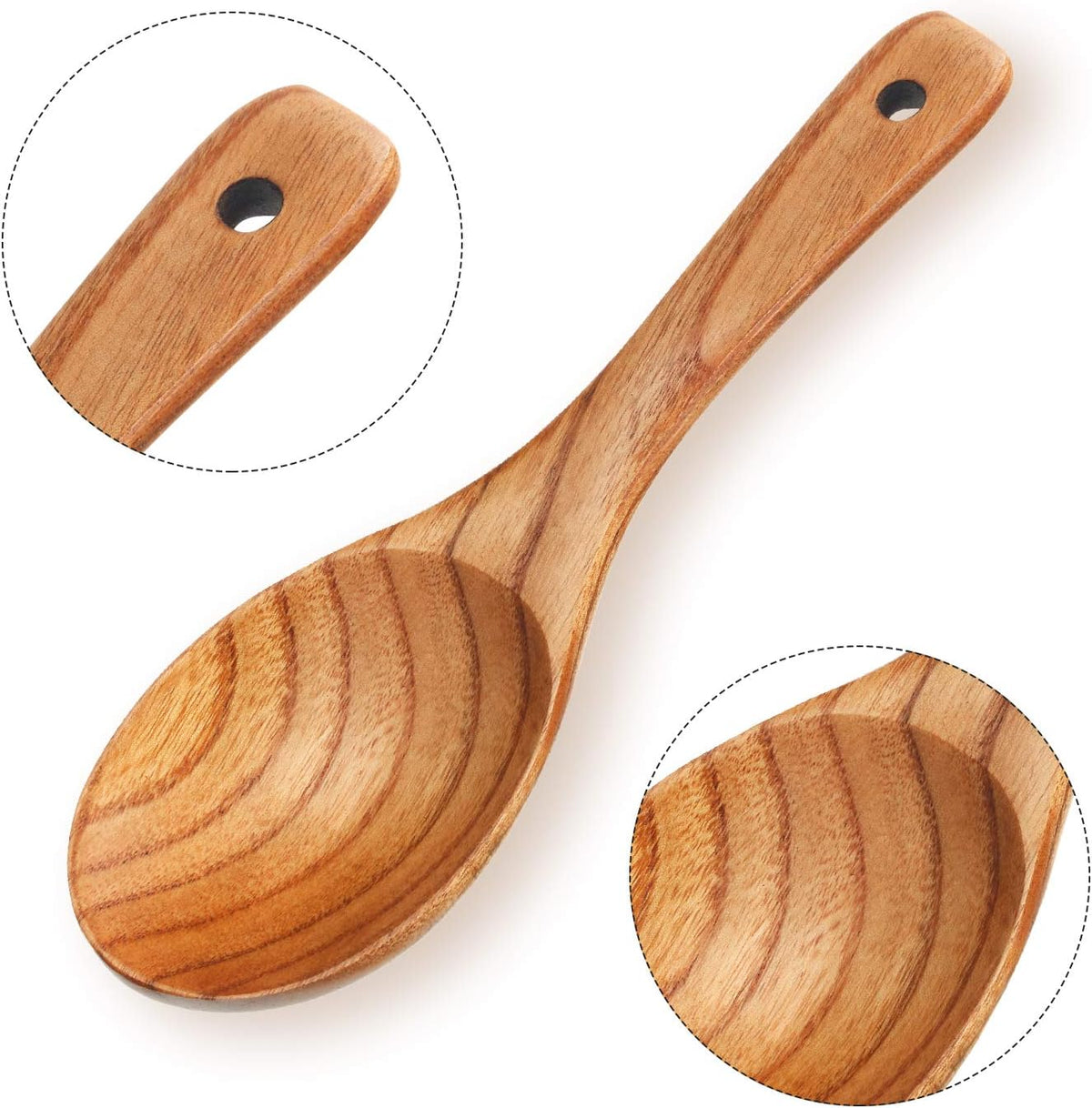 Patelai 8 Pieces 9 Inch Wooden Rice Serving Spoons with Long Handle