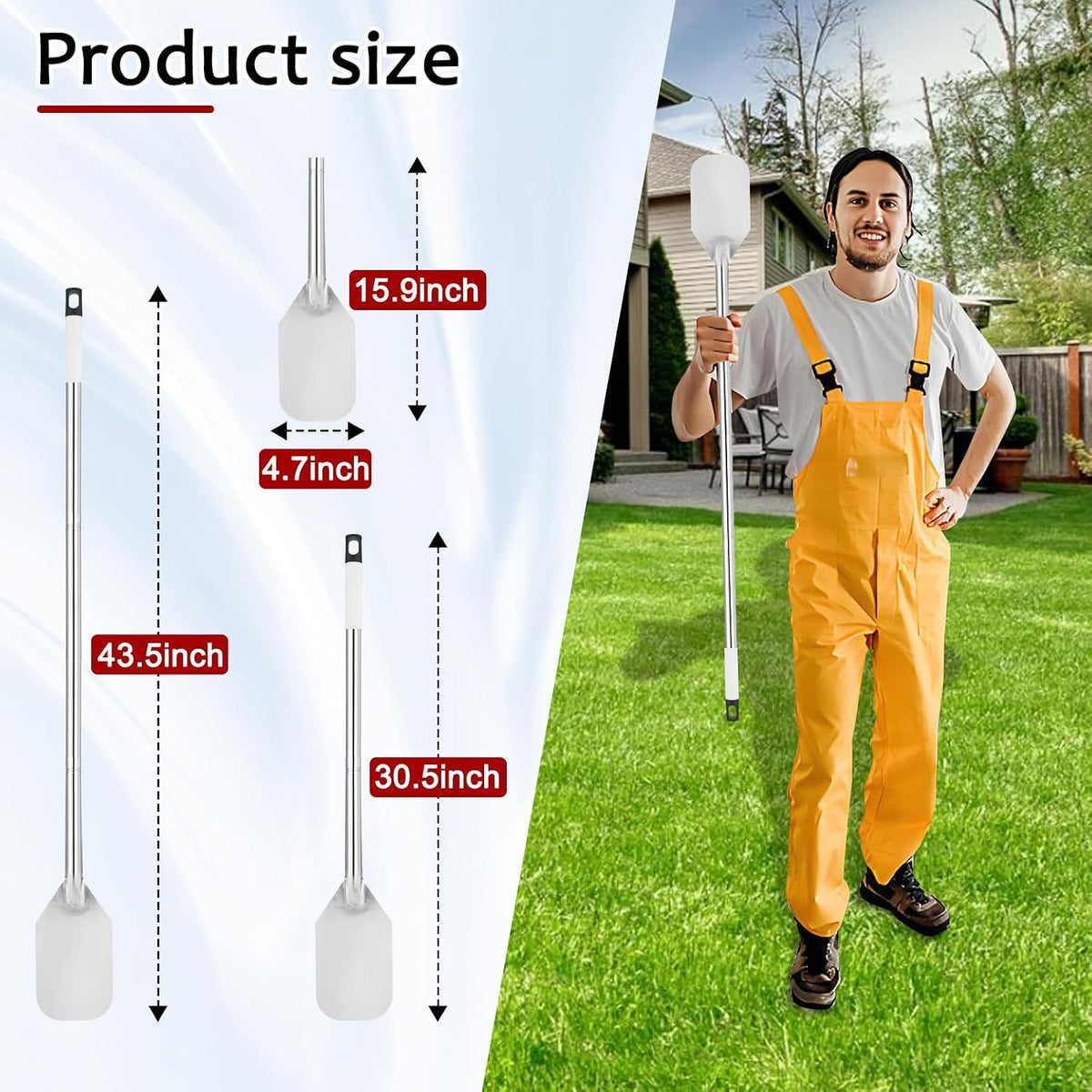 Crawfish Stir Paddle, Stainless Steel Mixing Spatula Suitable for Stirring Stir-Frying Pan-Frying Seafood and Other Foods with Threaded Joint Design