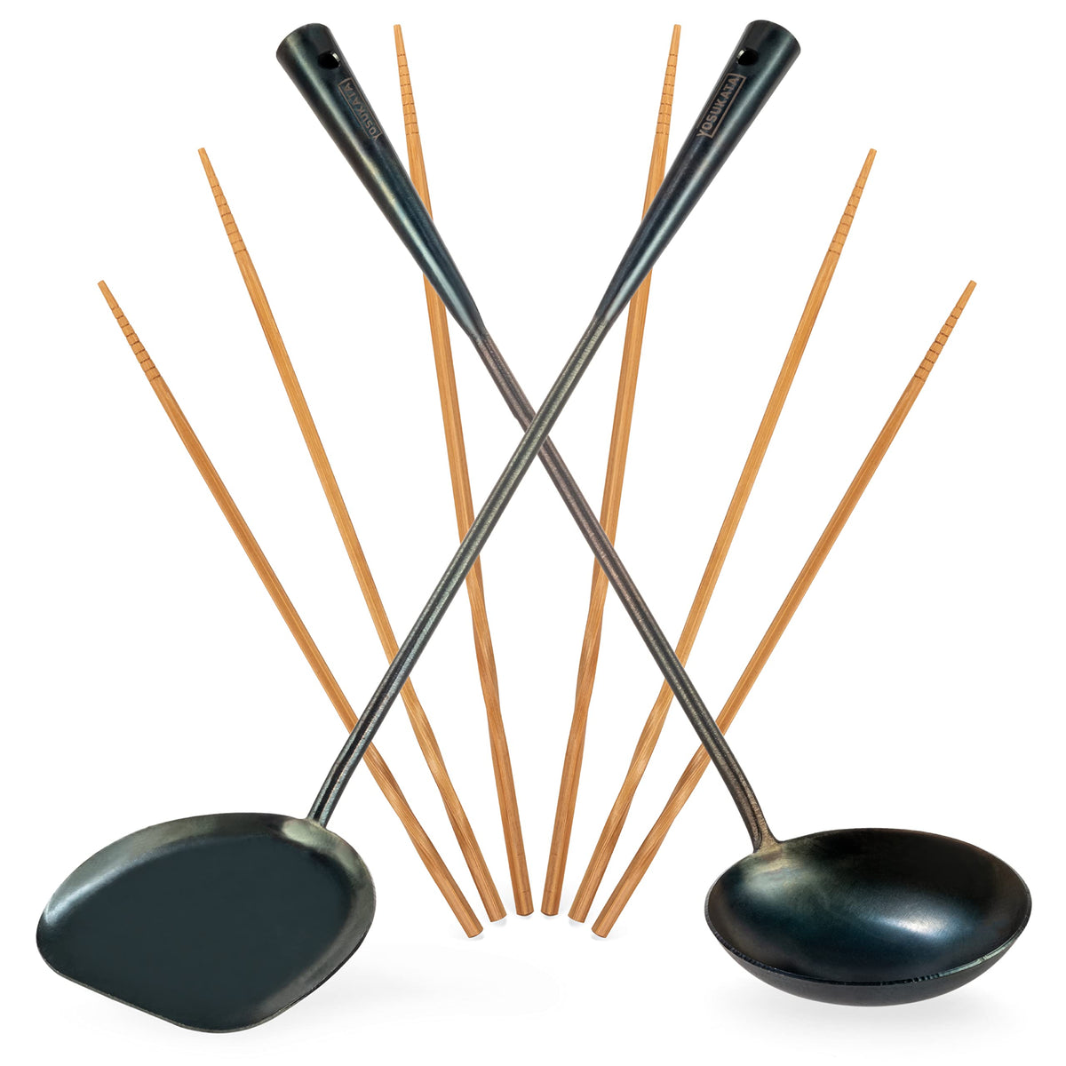 YOSUKATA 17’’ Wok Spatula and Ladle - Set of 2 Heat-Resistant Wok Tools