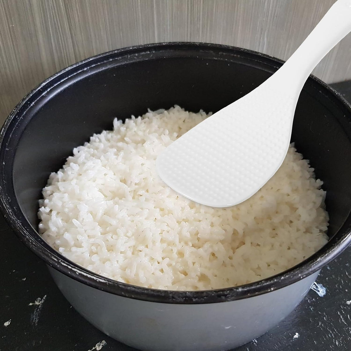 2pcs Inch White Ceramic Rice Paddle Spoon for Serving Cooked Rice