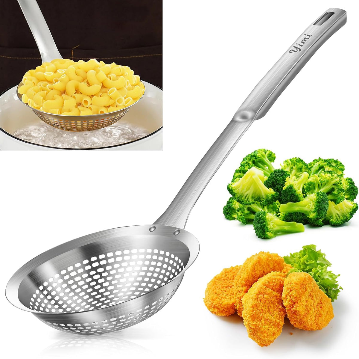 Yimi Skimmer Slotted Spoon Ladle,304 Stainless Steel Durable for Kitchen