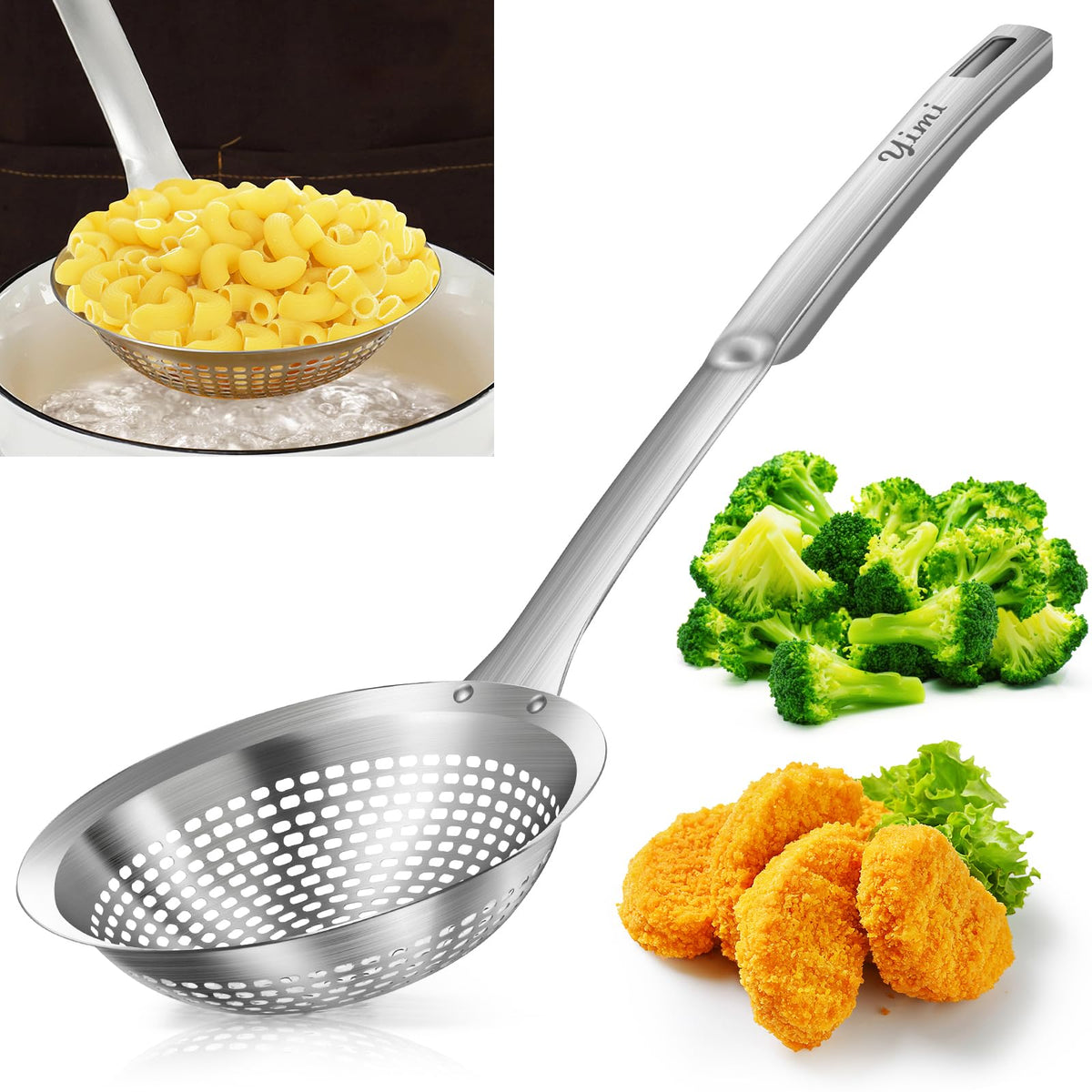 Yimi Skimmer Slotted Spoon Ladle,304 Stainless Steel Durable for Kitchen