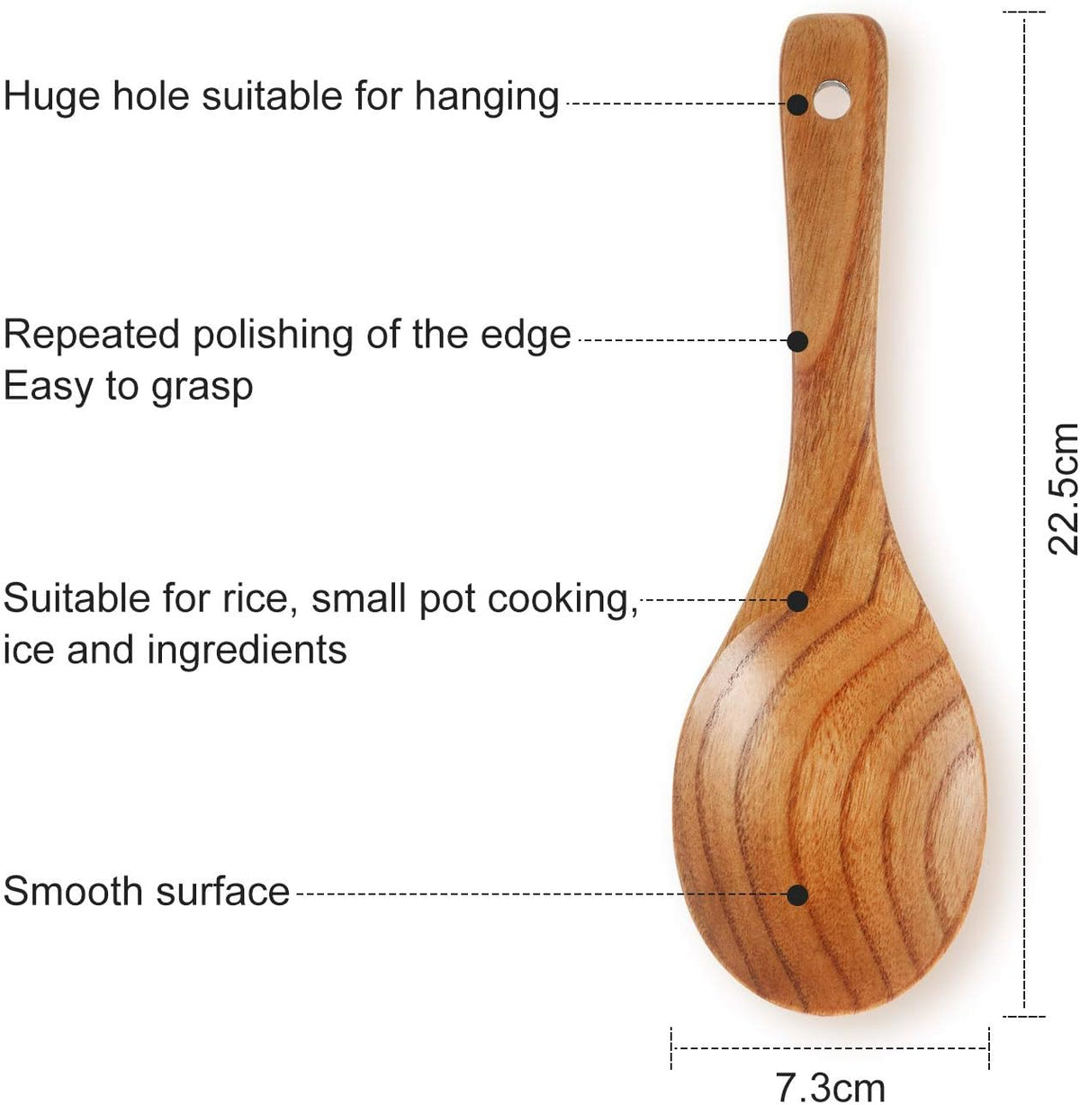 Patelai 8 Pieces 9 Inch Wooden Rice Serving Spoons with Long Handle