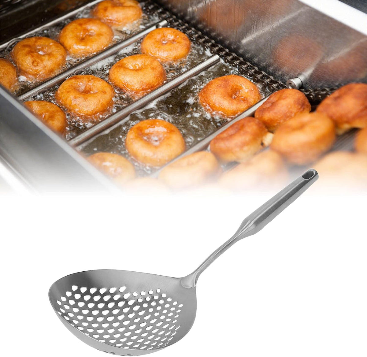 Skimmer Slotted Spoon, Stainless Steel Skimmer Ladle Spider Strainer ﻿