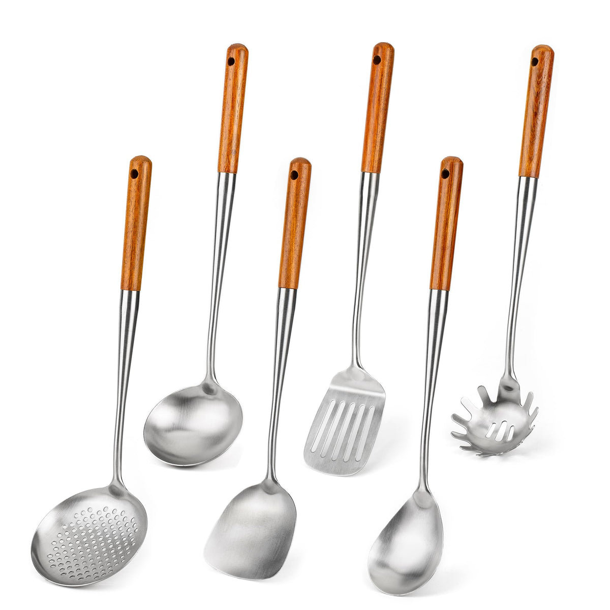 FJNATINH Solid 304 Stainless Steel Skimmer Slotted Spoon Colander Strainer Ladle for Cooking and Frying, Kitchen Utensils Wire Strainer Pasta Strainer Spoon
