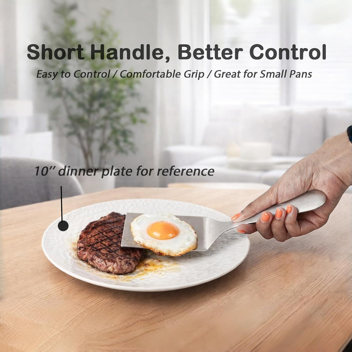 IMEEA Small Stainless Steel Spatula Set 10-Inch Flat & Slotted Turner