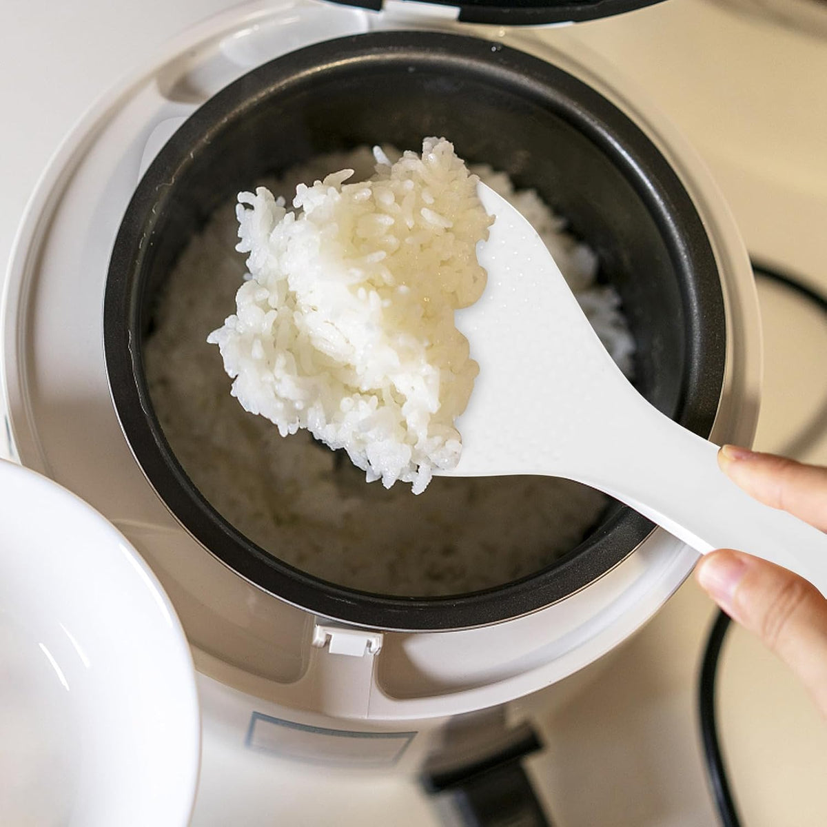 2pcs Inch White Ceramic Rice Paddle Spoon for Serving Cooked Rice