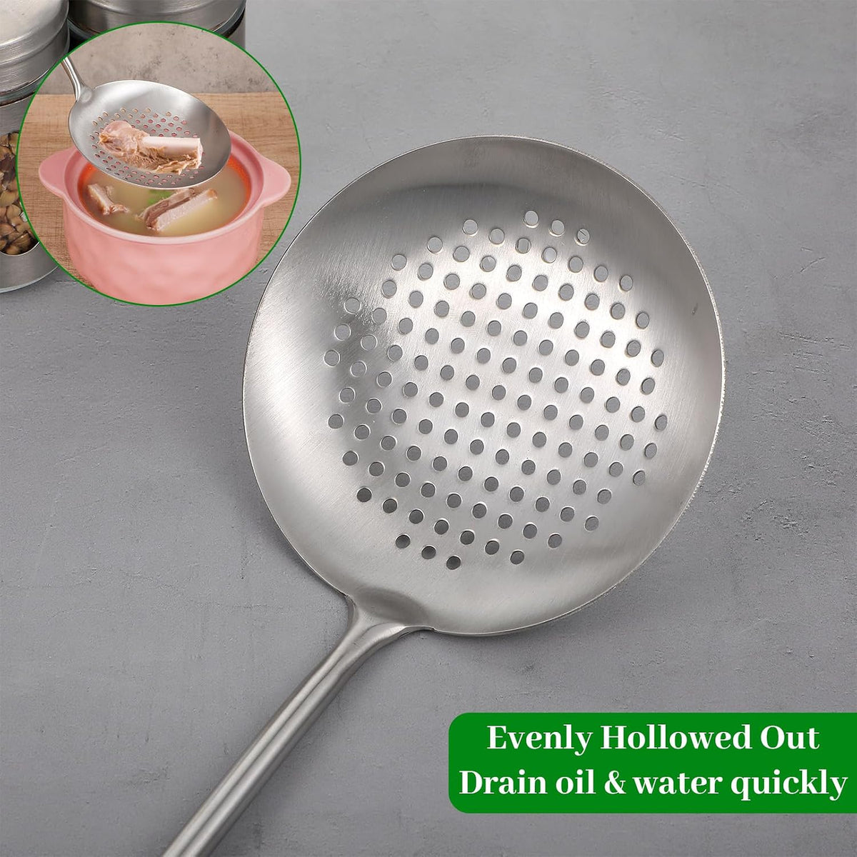 17” Wok Spatula and Ladle, Skimmer Spoon,Stainless Steel Wok Tools Professional Set,3pcs Extra Long Handle Cooking Tools, Metal Wok Cooking Utensils Set and Dishwasher Safe Wok Accessories