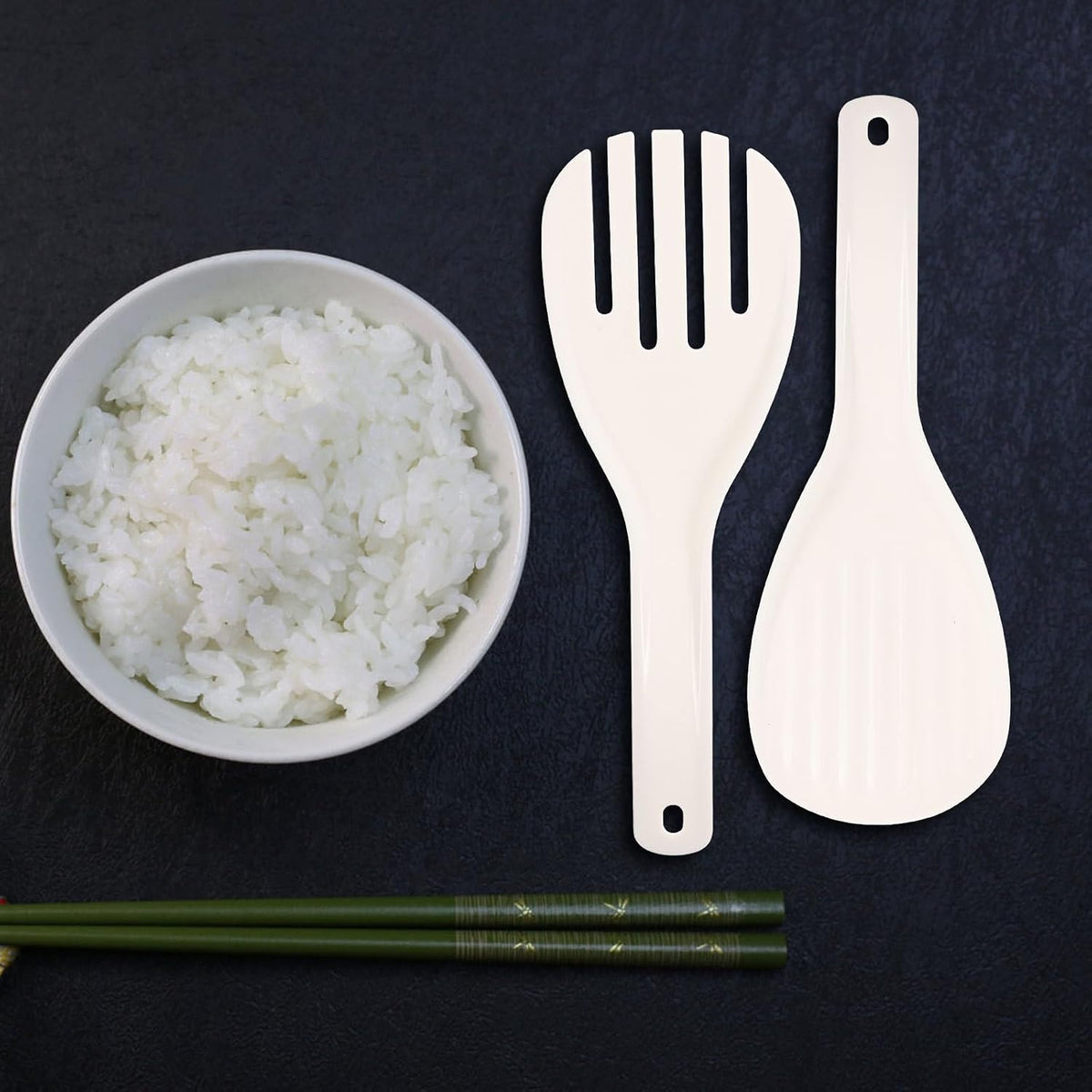 4pcs White PP Rice Paddle Spoon for Sushi Rice, Non Stick Kitchen