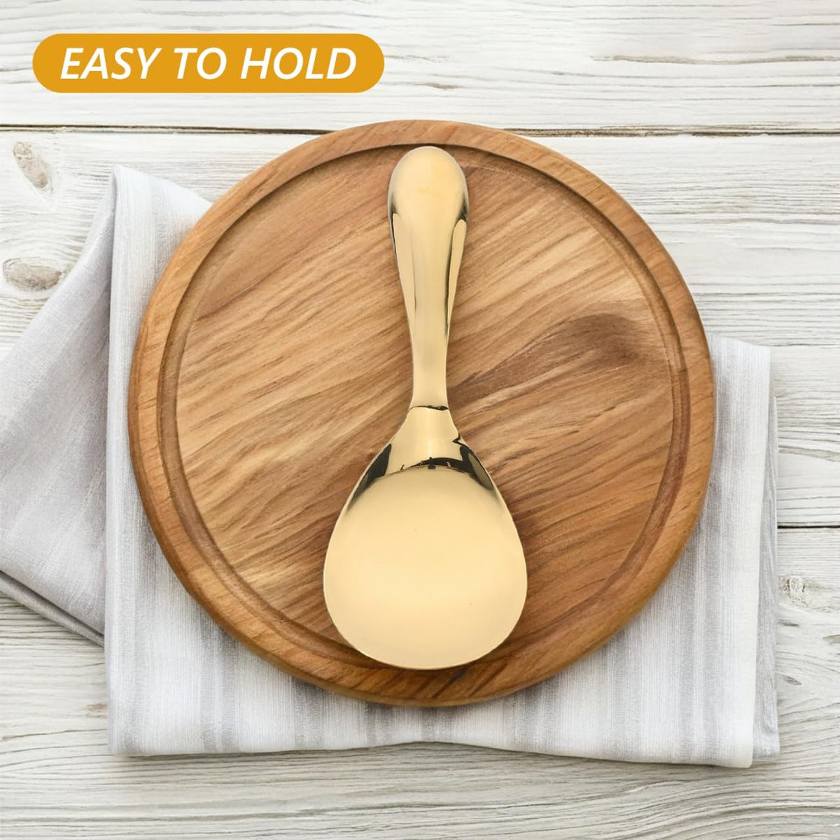 Gold Rice Spoon Stainless Steel Serving Paddle Non-stick Meal Prep Scooper for Cooker 304 Metal Rice Spatula Mashed Potato Scoop Spatula Gold Kitchen Utensils Japanese Style Tableware