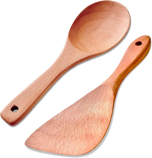 Wood Rice Serving Spoon Nonstick Rice Spoon Rice Paddle for Stirring, 9Inch