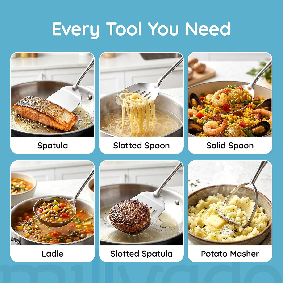 Millvado Slotted Spoon Stainless Steel, Straining & Serving - 15 In.Utensil