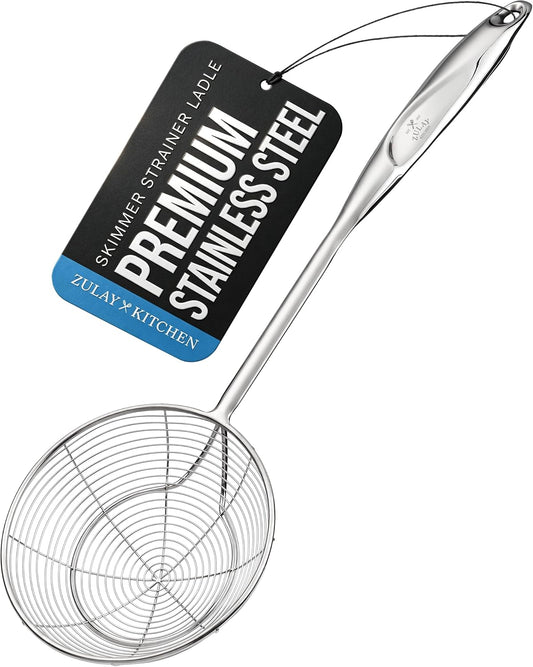 Zulay Kitchen Stainless Steel Skimmer Strainer Ladle