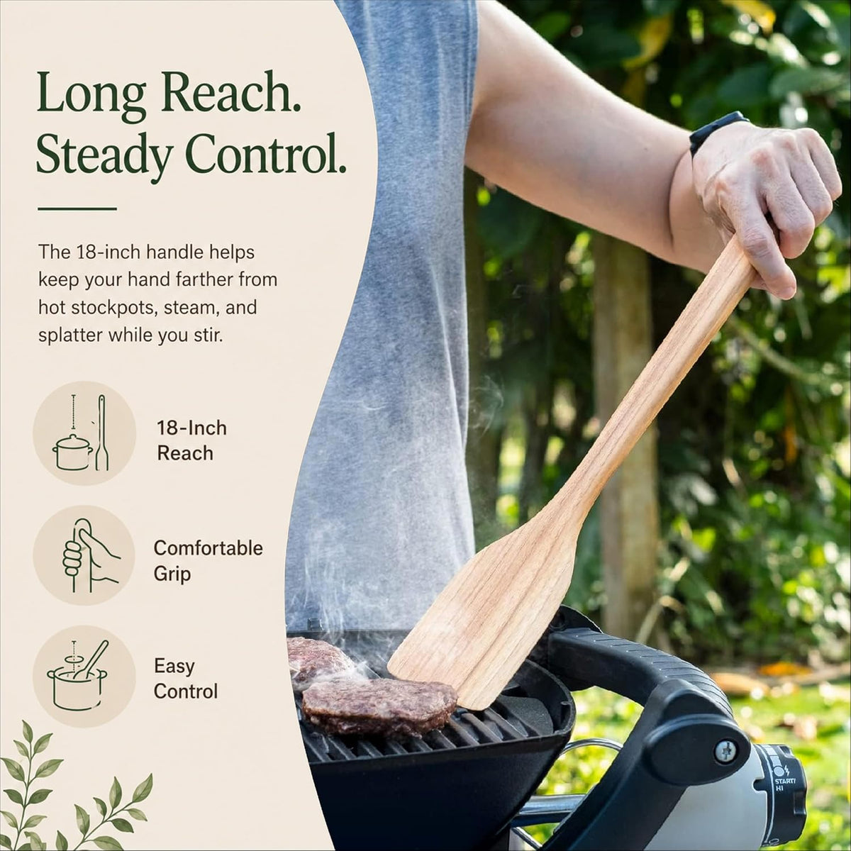 FAAY 18" Teak Wooden Spatula, Stir Paddle for Seafood Boils & Stockpots | 18-inch teak stir paddle for seafood boils, crawfish, gumbo, roux, jam and stock pots; no lacquer, coconut oil finish.